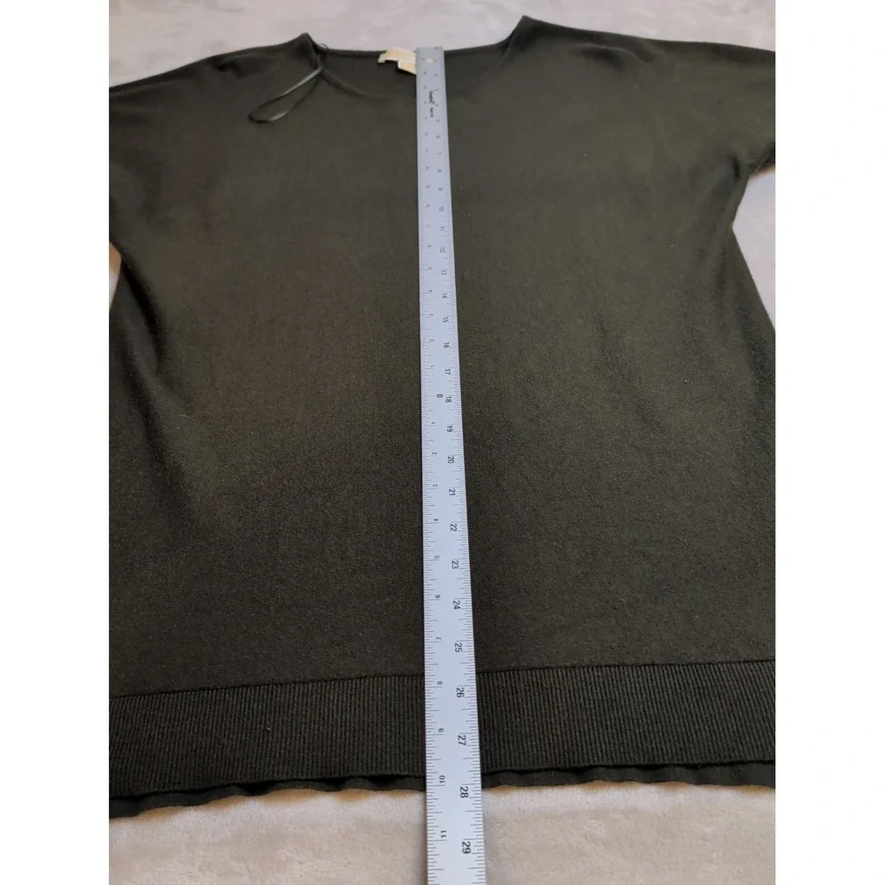 Michael Kors Black Knit Sweater Womens L 3/4 Sleeve Lightweight Top‎